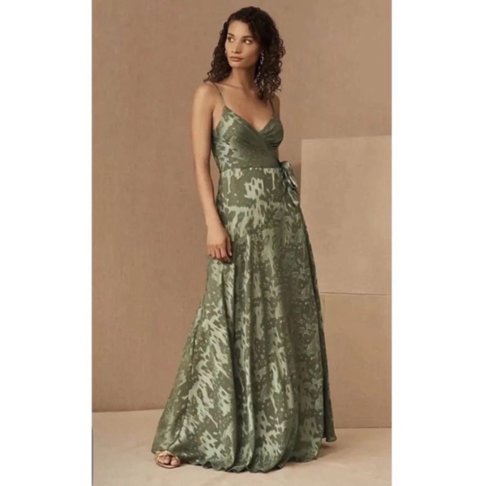 Hutch Anthropologie long green wrap dress